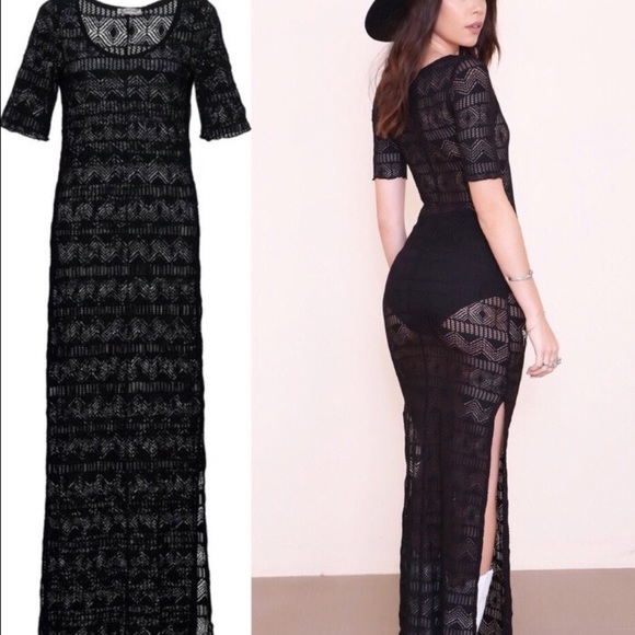 NWT Free People Too Cool Sheer Geo Slip Dress Gown - Picture 2 of 6